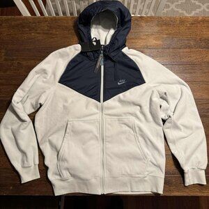 NWT Nike Winter Windrunner fleece jacket silver obsidian and White mens XL